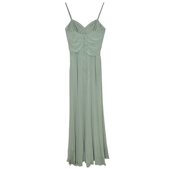 Kennedy Blue Sage Green Jeslyn Chiffon Sweetheart Maxi Dress Womens SZ 2 Wedding - Picture 6 of 9